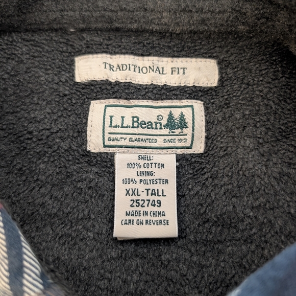 L.L. Bean Fleece Lined Flannel Shirt Jacket Shacket Size XXL - Picture 4 of 6